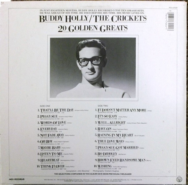 Buddy Holly / The Crickets - 20 Golden Greats - LP 2