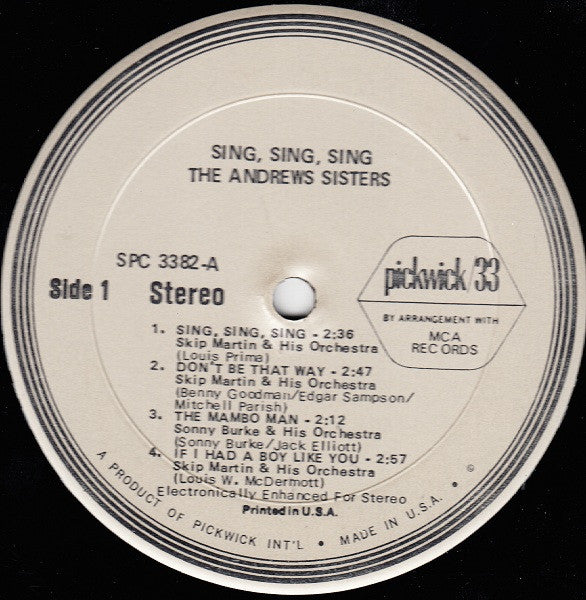 The Andrews Sisters - Sing, Sing, Sing - LP 3