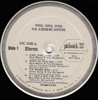 The Andrews Sisters - Sing, Sing, Sing - LP 3