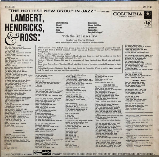 Lambert, Hendricks & Ross with the Ike Isaacs Trio featuring Harry Edison - The Hottest New Group In Jazz - LP 2