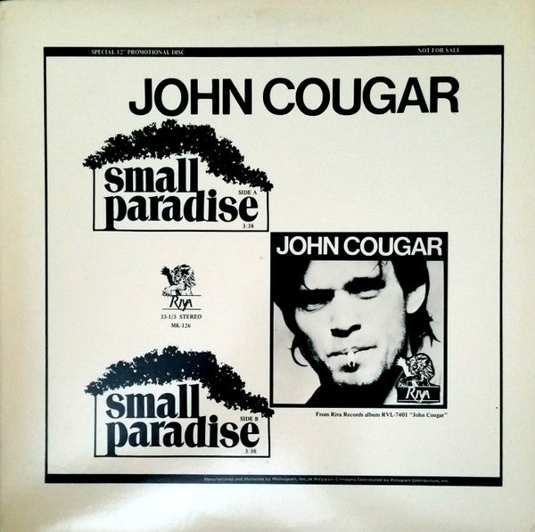 John Cougar - Small Paradise - 12" SINGLE - VINTAGE vinyl record for sale